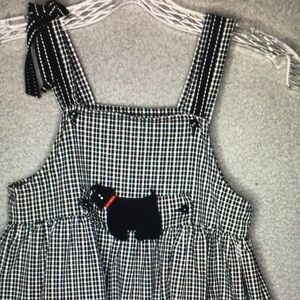 Black and White Gingham Dress with Dog Appliqué